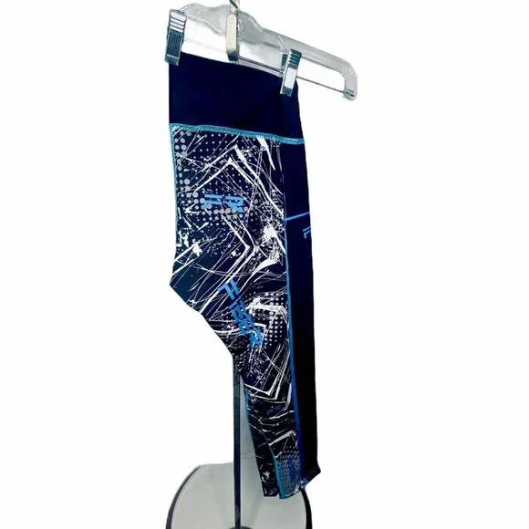 Fiber Colombiana Leggings Compression Slimming One Size Black and Blue EUC - Picture 5 of 14